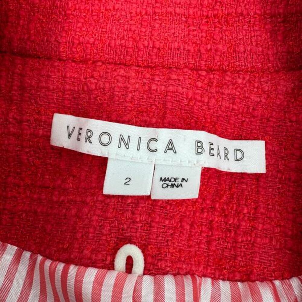 Veronica Beard Nayeli Fringe Dickey Jacket Long Line Watermelon Size 2 - Picture 8 of 16